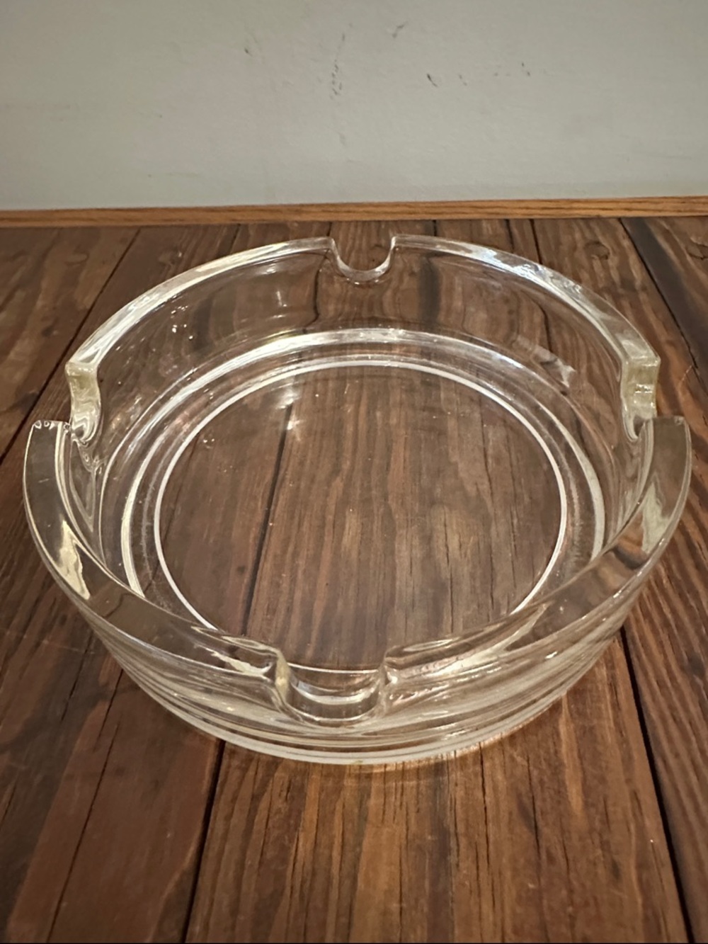 Classic Clear Glass Ashtray with Notched Rim